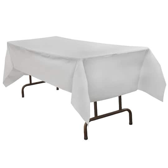 JAM Paper White Rectangular Plastic Table Cover, 54 "x 108"